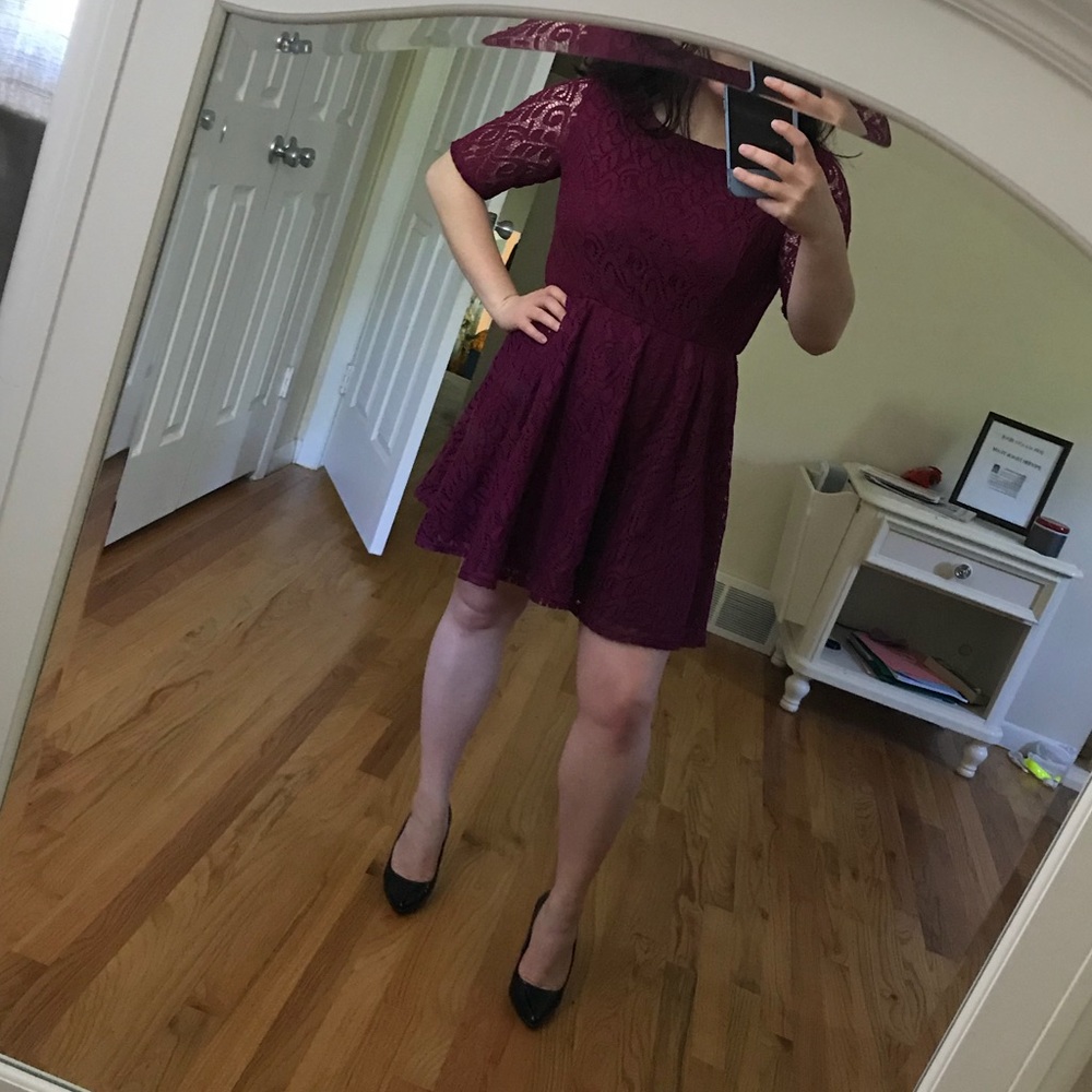 Wine Lace Dress